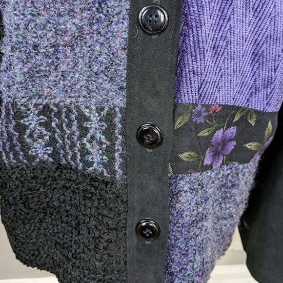 Vintage 90s First Option Suede Look Jacket Cottagecore Patchwork Medium Petite - Picture 6 of 14